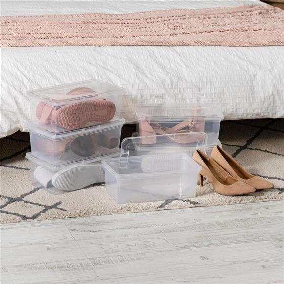 20-Pack Storage Bins with Lids, 6 Quart, Shoe Boxes Clear Stackable - Picture 2 of 7